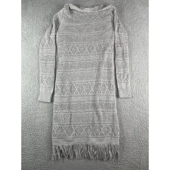 Knox Rose Cardigan Womens XS Gray Duster Sweater Open Knit Long Target Fringe - Picture 6 of 12